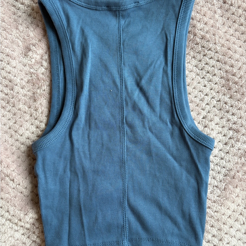 Zara Blue Ribbed Tank Top - Picture 3 of 3